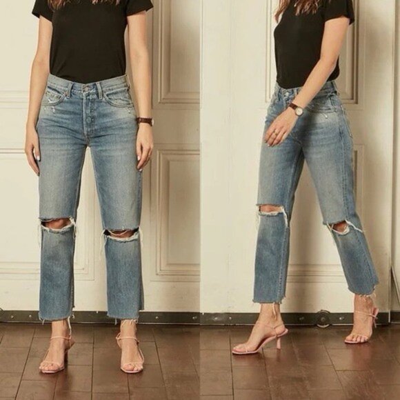 Boyish by Her Womens 32 The Tommy Straight Leg Authentic Distressed Blue Jeans - Picture 16 of 16